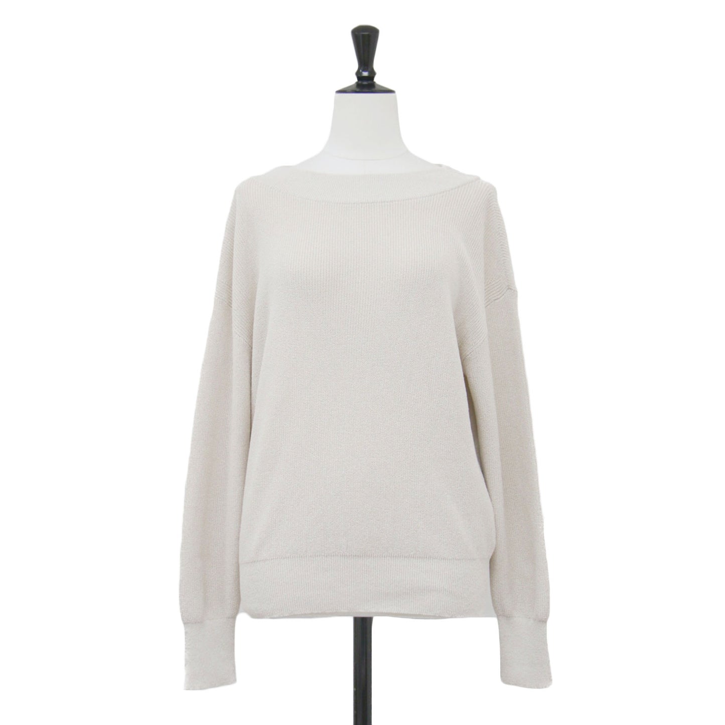 22春夏 ハイゲージ 片畦 ニット / プルオーバー 長袖 クルーネック ドロップショルダー