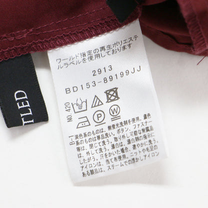 24秋冬 半袖 フリル ブラウス / シャツ バンドカラー フレンチスリーブ 比翼ボタン ワイド