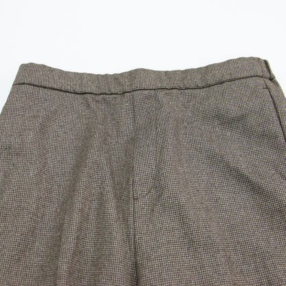 スリット テーパードパンツ ハウンドトゥース / ストレート センタープレス サイドジップ 総柄 ウエストゴム ウール