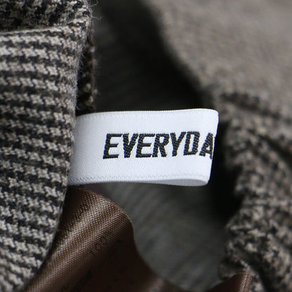 スリット テーパードパンツ ハウンドトゥース / ストレート センタープレス サイドジップ 総柄 ウエストゴム ウール