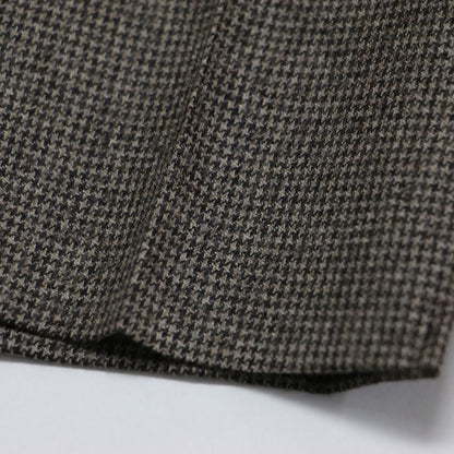 スリット テーパードパンツ ハウンドトゥース / ストレート センタープレス サイドジップ 総柄 ウエストゴム ウール