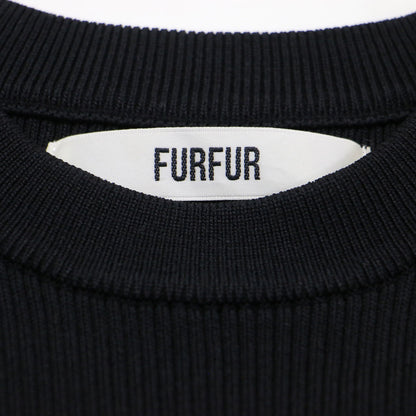 22春夏 シアー ジャガード リブ プルオーバー / ニット 5分袖 クルーネック コンパクト ストレッチ