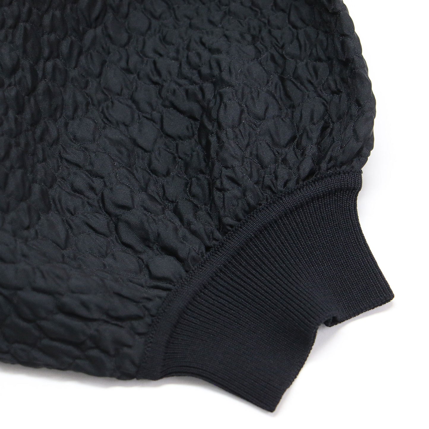 22春夏 シアー ジャガード リブ プルオーバー / ニット 5分袖 クルーネック コンパクト ストレッチ