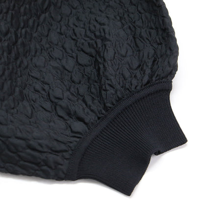 22春夏 シアー ジャガード リブ プルオーバー / ニット 5分袖 クルーネック コンパクト ストレッチ