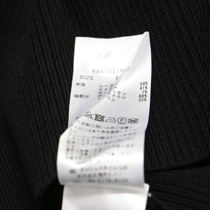 22春夏 シアー ジャガード リブ プルオーバー / ニット 5分袖 クルーネック コンパクト ストレッチ