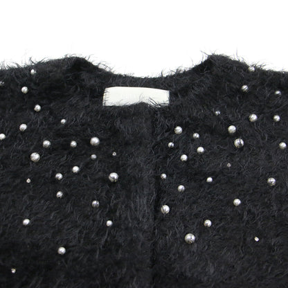 23秋冬 シャギーミックスエムベリシュメントカーディガン / プルオーバー ショート丈 クルーネック 長袖 ビジュー ボタンダウン ウール