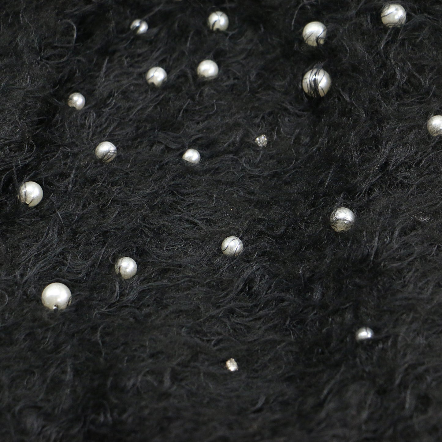 23秋冬 シャギーミックスエムベリシュメントカーディガン / プルオーバー ショート丈 クルーネック 長袖 ビジュー ボタンダウン ウール