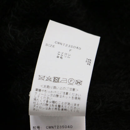 23秋冬 シャギーミックスエムベリシュメントカーディガン / プルオーバー ショート丈 クルーネック 長袖 ビジュー ボタンダウン ウール