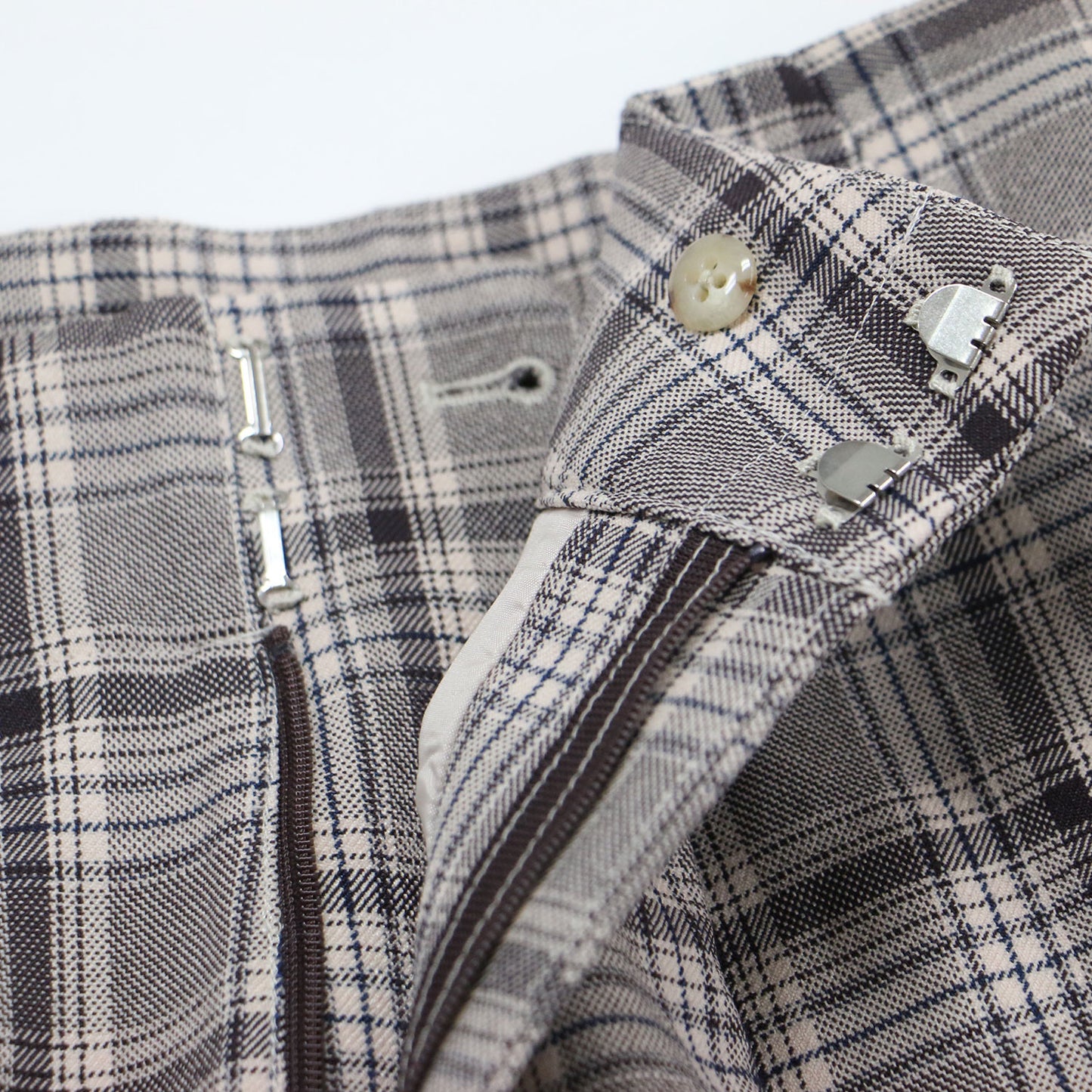 21秋冬 ハイウエスト タック トラウザーパンツ / ワイドパンツ センタープレス タック チェック柄