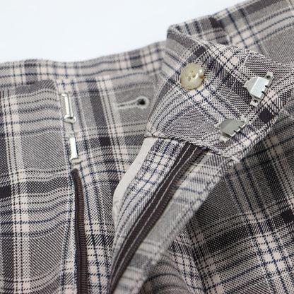 21秋冬 ハイウエスト タック トラウザーパンツ / ワイドパンツ センタープレス タック チェック柄