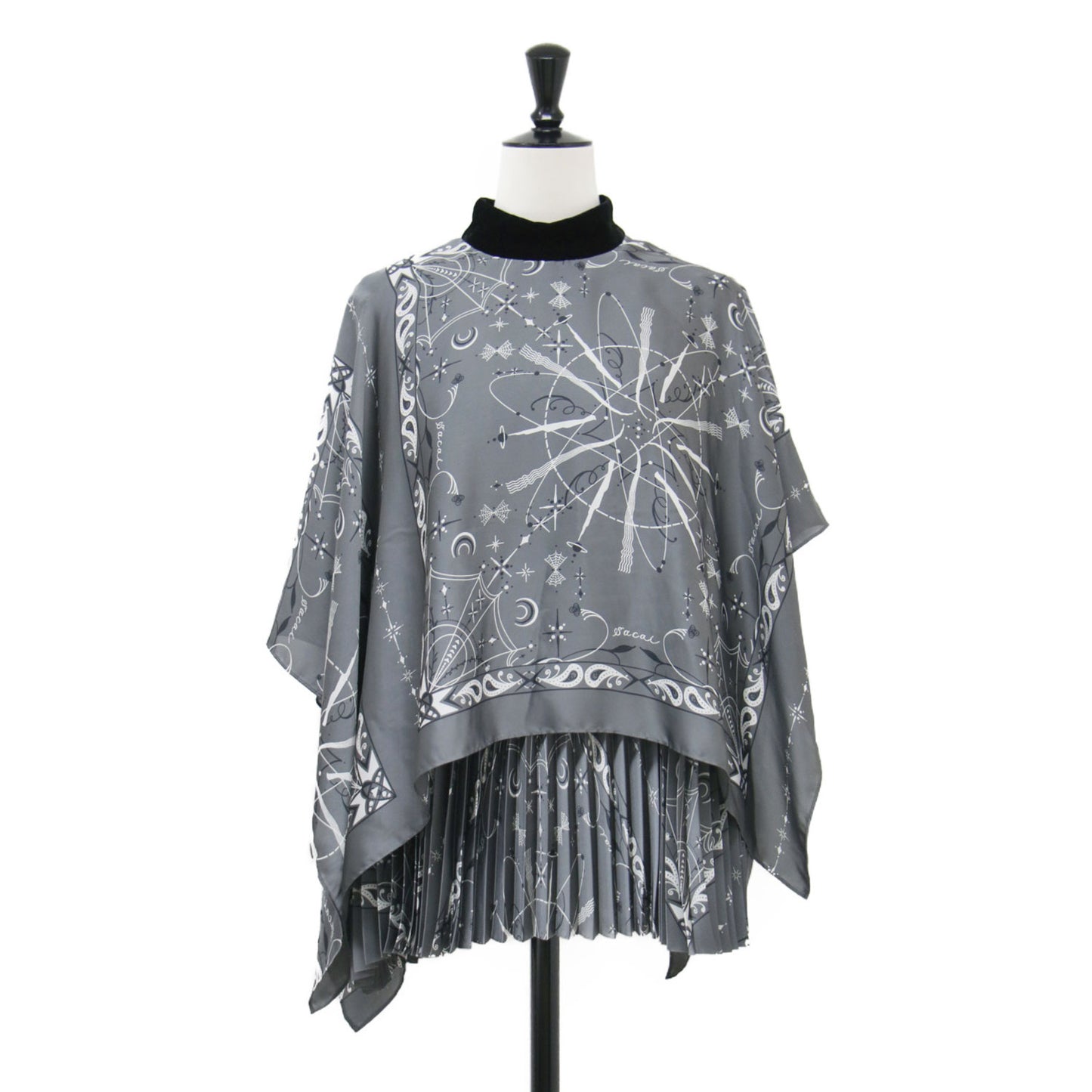× Dr Woo 20AW 総柄 プリーツ ワイドブラウス / Bandana Print Pleats Cape Top プルオーバー ハイネック ドロップショルダー