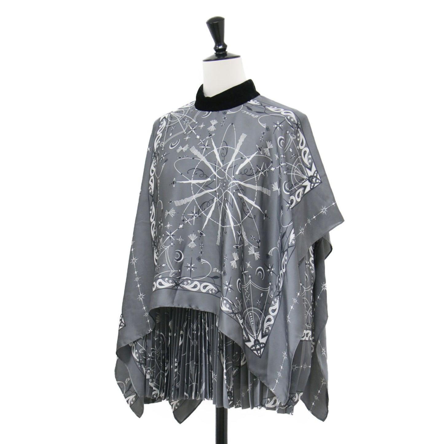 × Dr Woo 20AW 総柄 プリーツ ワイドブラウス / Bandana Print Pleats Cape Top プルオーバー ハイネック ドロップショルダー