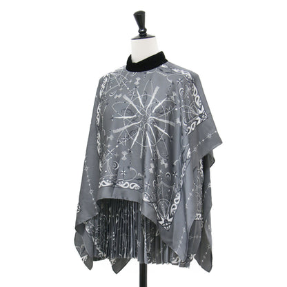 × Dr Woo 20AW 総柄 プリーツ ワイドブラウス / Bandana Print Pleats Cape Top プルオーバー ハイネック ドロップショルダー