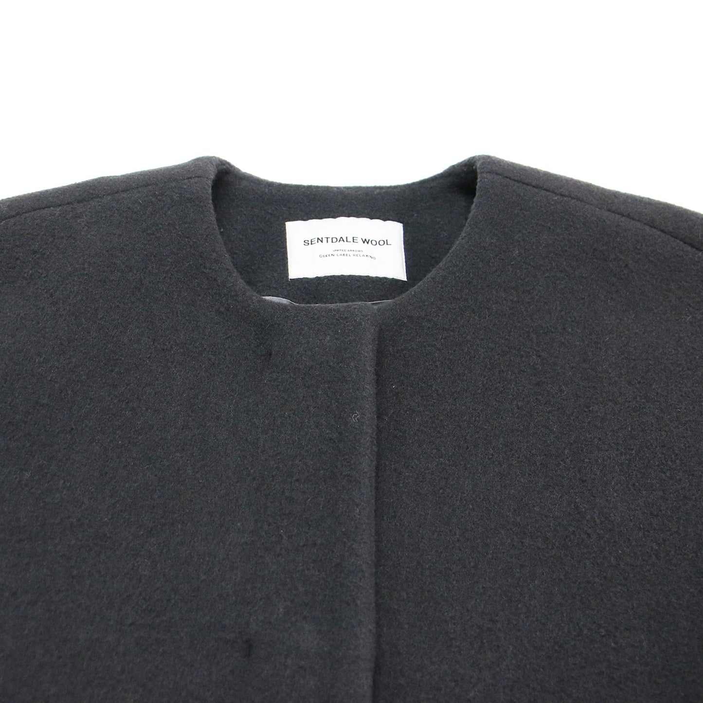 セントデールウール ノーカラー コート / SENTDALE WOOL ドロップショルダー 長袖 ボタンダウン バックスリット