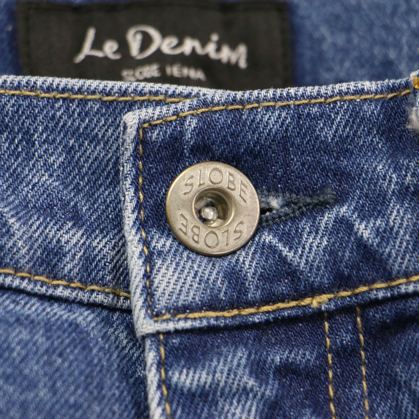 ル デニム ストレートパンツ / LE DENIM ジーンズ ストレート ノーパッチ ブランドロゴボタン コットン