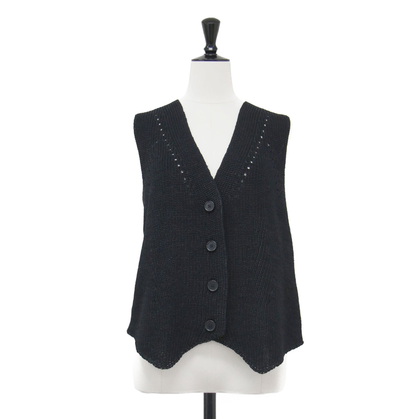 25春夏 畦編み ニット ジレ / ベスト Vネック ローゲージ コットン