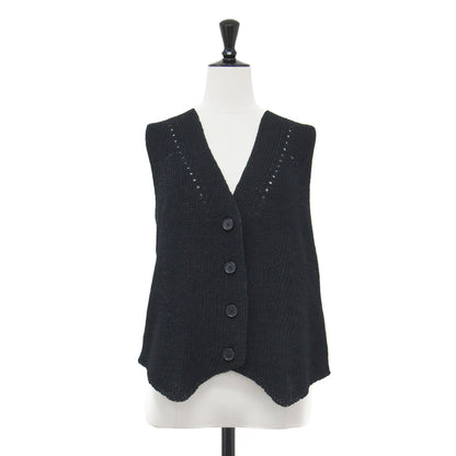 25春夏 畦編み ニット ジレ / ベスト Vネック ローゲージ コットン