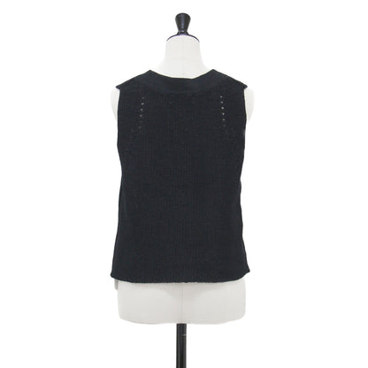 25春夏 畦編み ニット ジレ / ベスト Vネック ローゲージ コットン