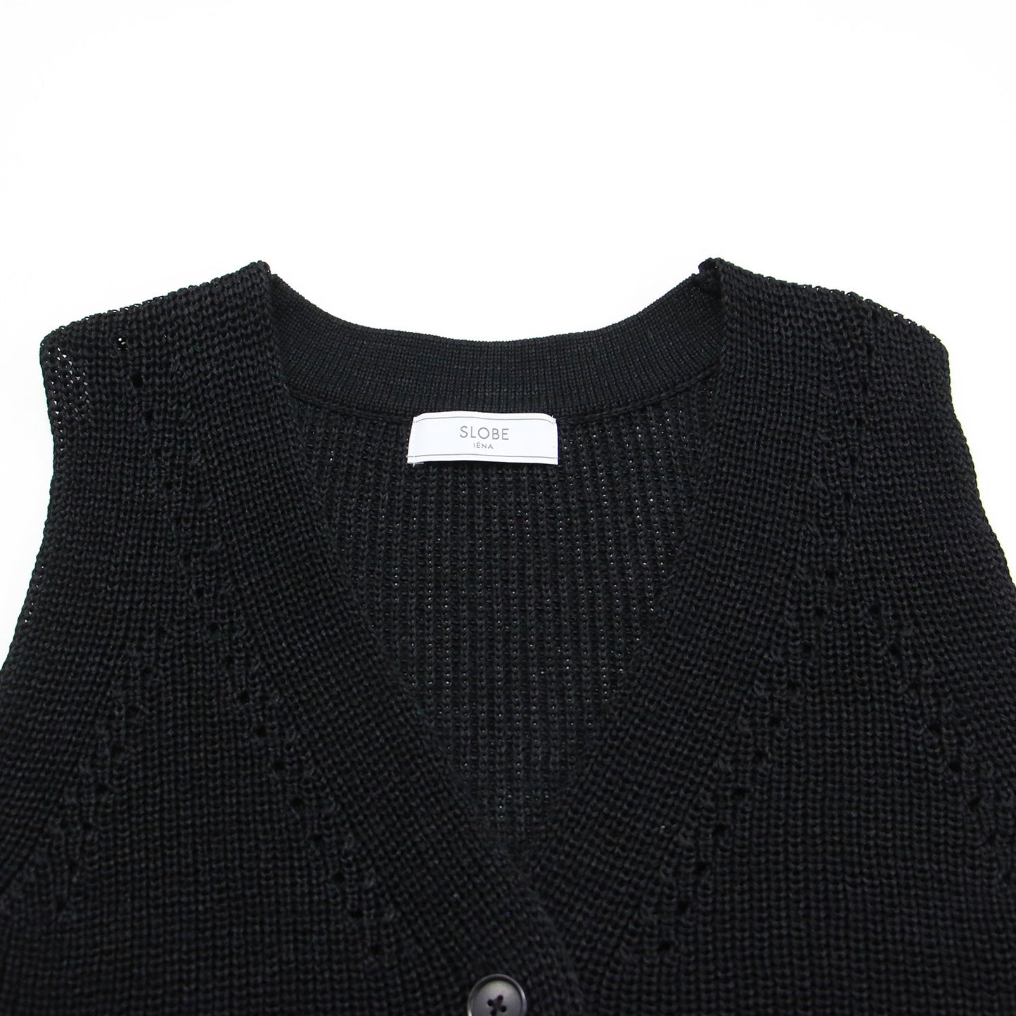 25春夏 畦編み ニット ジレ / ベスト Vネック ローゲージ コットン