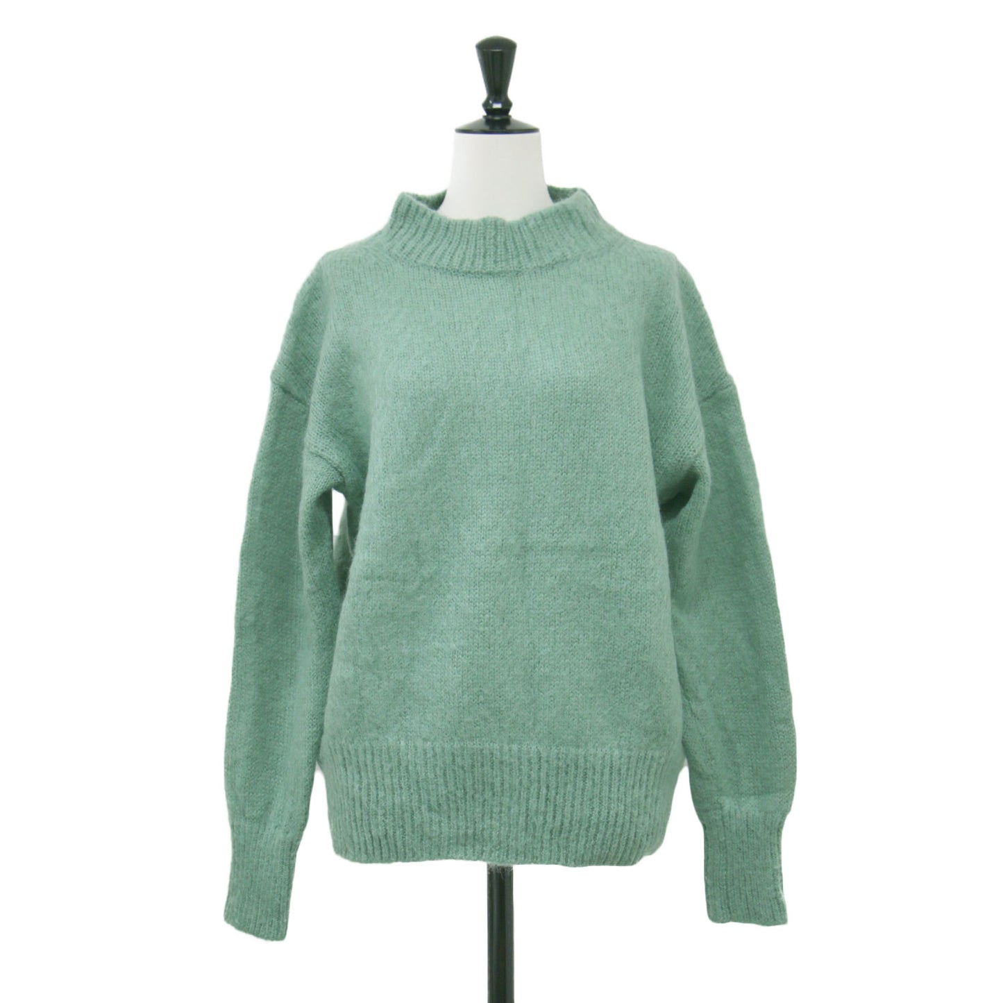 モヘア シャギー モックネック ニット / プルオーバー 長袖 ドロップショルダー ミドルゲージ ウール