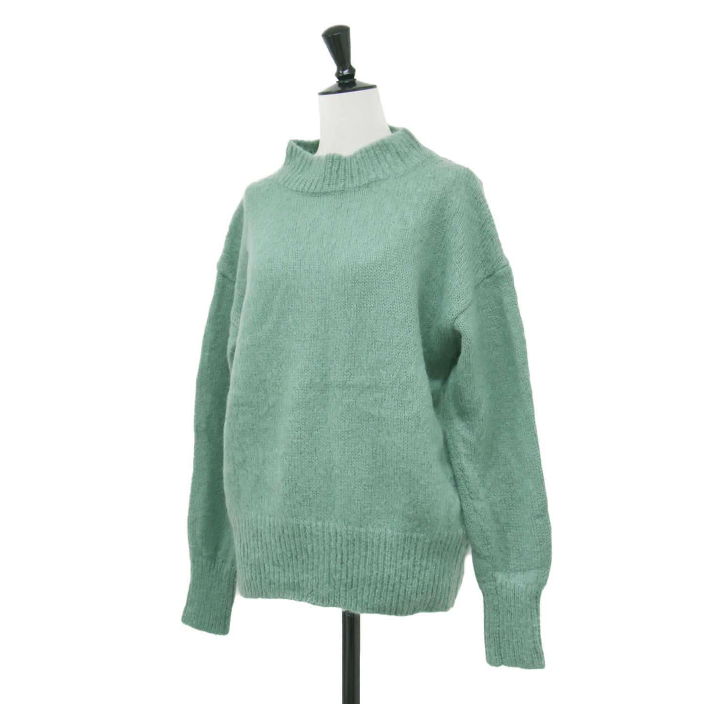 モヘア シャギー モックネック ニット / プルオーバー 長袖 ドロップショルダー ミドルゲージ ウール