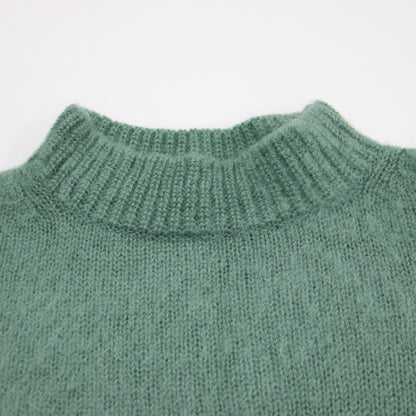 モヘア シャギー モックネック ニット / プルオーバー 長袖 ドロップショルダー ミドルゲージ ウール