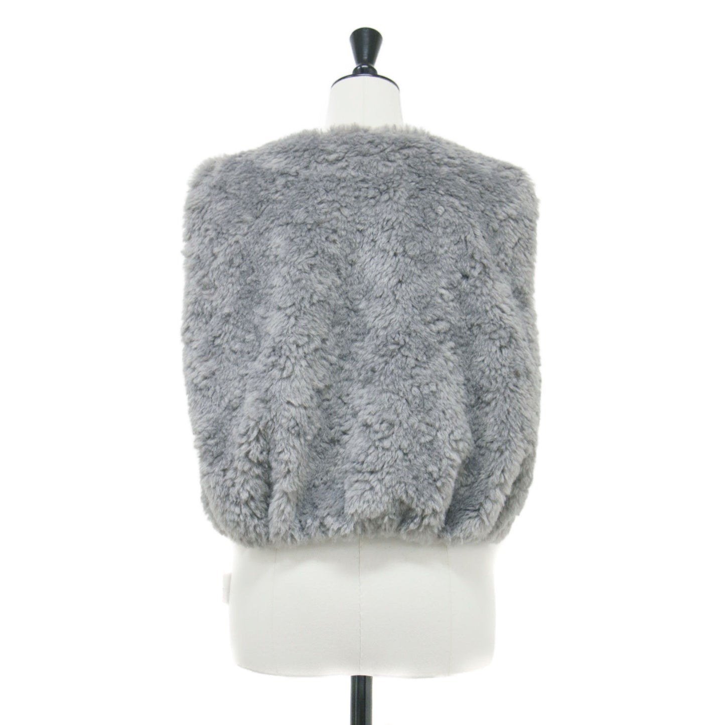 24秋冬 ランダムファー ショートベスト / ジレ クルーネック クロップド丈 パフシルエット