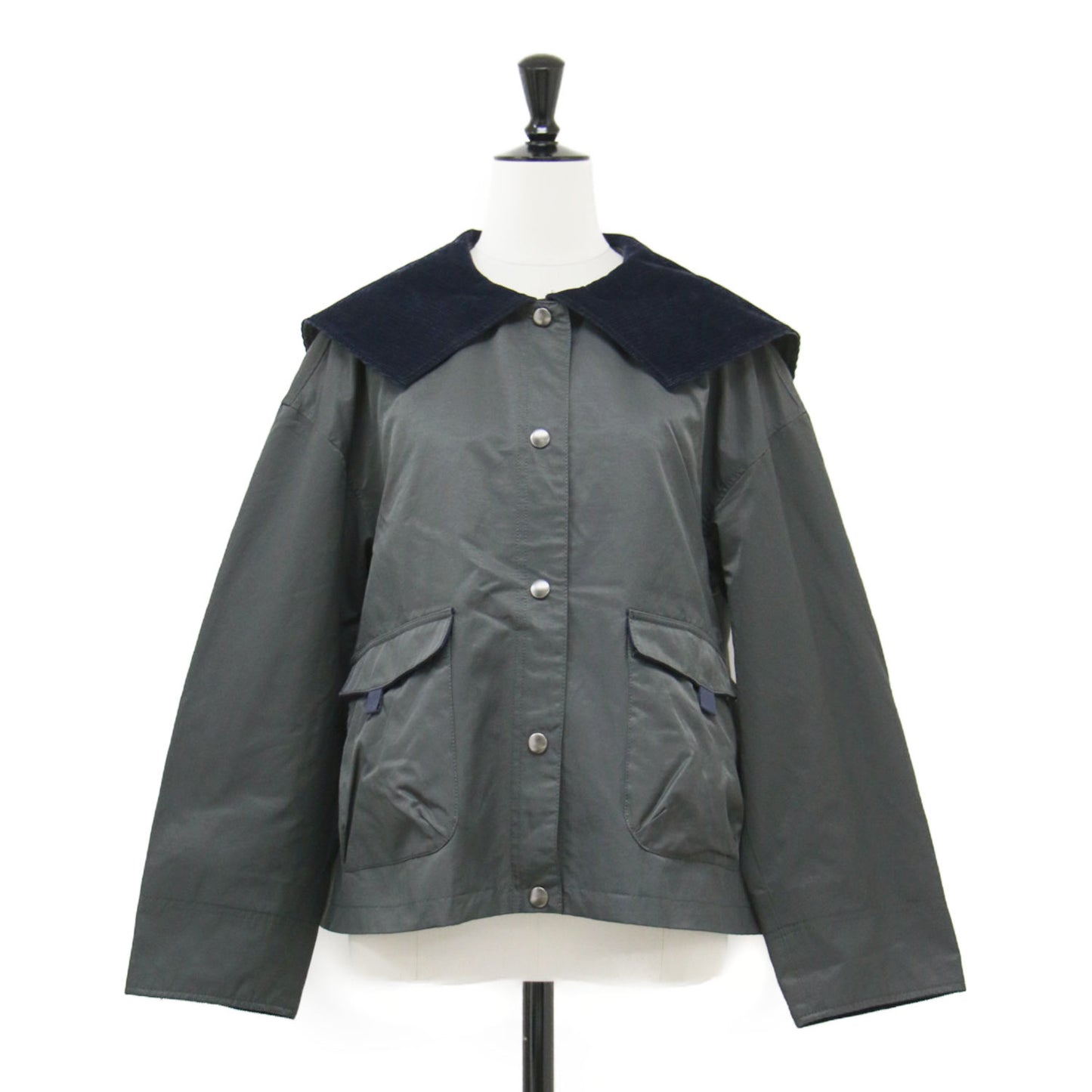 25秋冬 ハンティングジャケット / ミリタリージャケット 長袖 セーラーカラー ショート丈 ワイド コーデュロイ