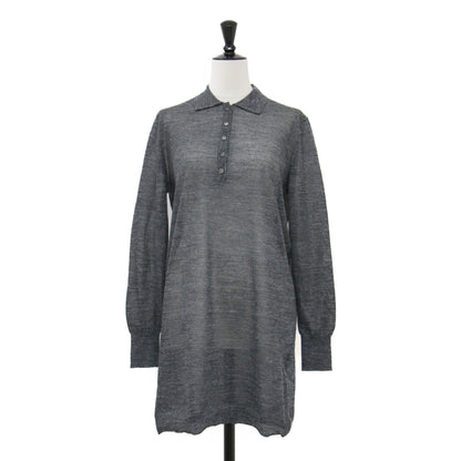 24秋冬 シアー ポロ ロングプルオーバー / チュニック 長袖 ストレート ウール