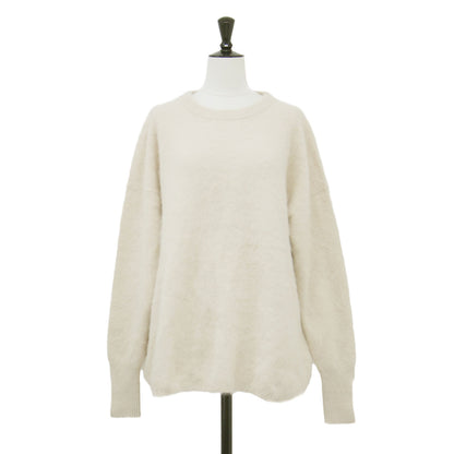 23秋冬 チャイニーズラクーン ファープルオーバー / fluffy ニット 長袖 クルーネック スリット ワイド ウール