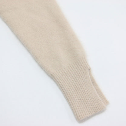 23秋冬 チャイニーズラクーン ファープルオーバー / fluffy ニット 長袖 クルーネック スリット ワイド ウール