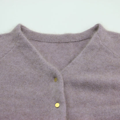 23秋冬 フラッフィー Vネック 2WAY ニット カーディガン / プルオーバー ショート丈 クルーネック 長袖 パフスリーブ 金ボタン ウール