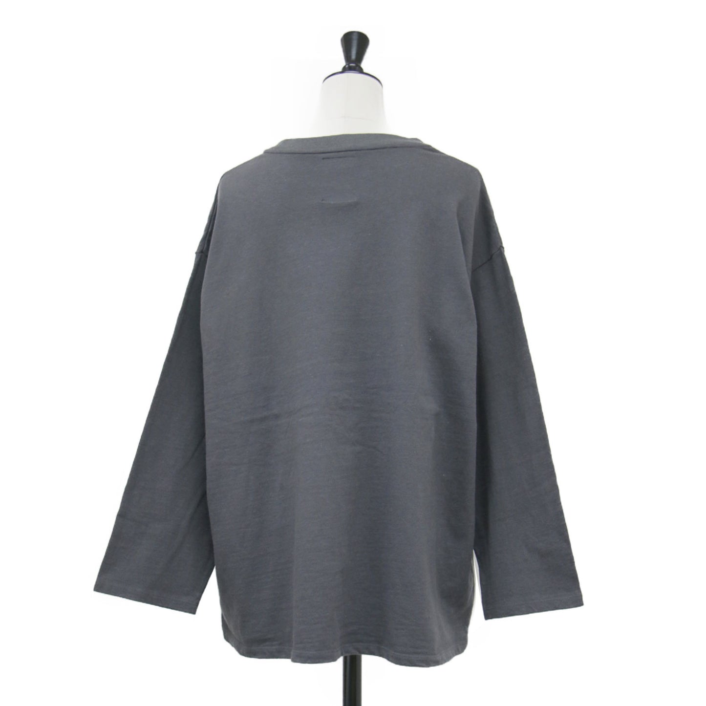 25秋冬 妄想カフェ 長袖Tシャツ / プルオーバー クルーネック ドロップショルダー コットン プリント ロゴ ネップ加工