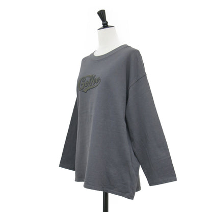 25秋冬 妄想カフェ 長袖Tシャツ / プルオーバー クルーネック ドロップショルダー コットン プリント ロゴ ネップ加工