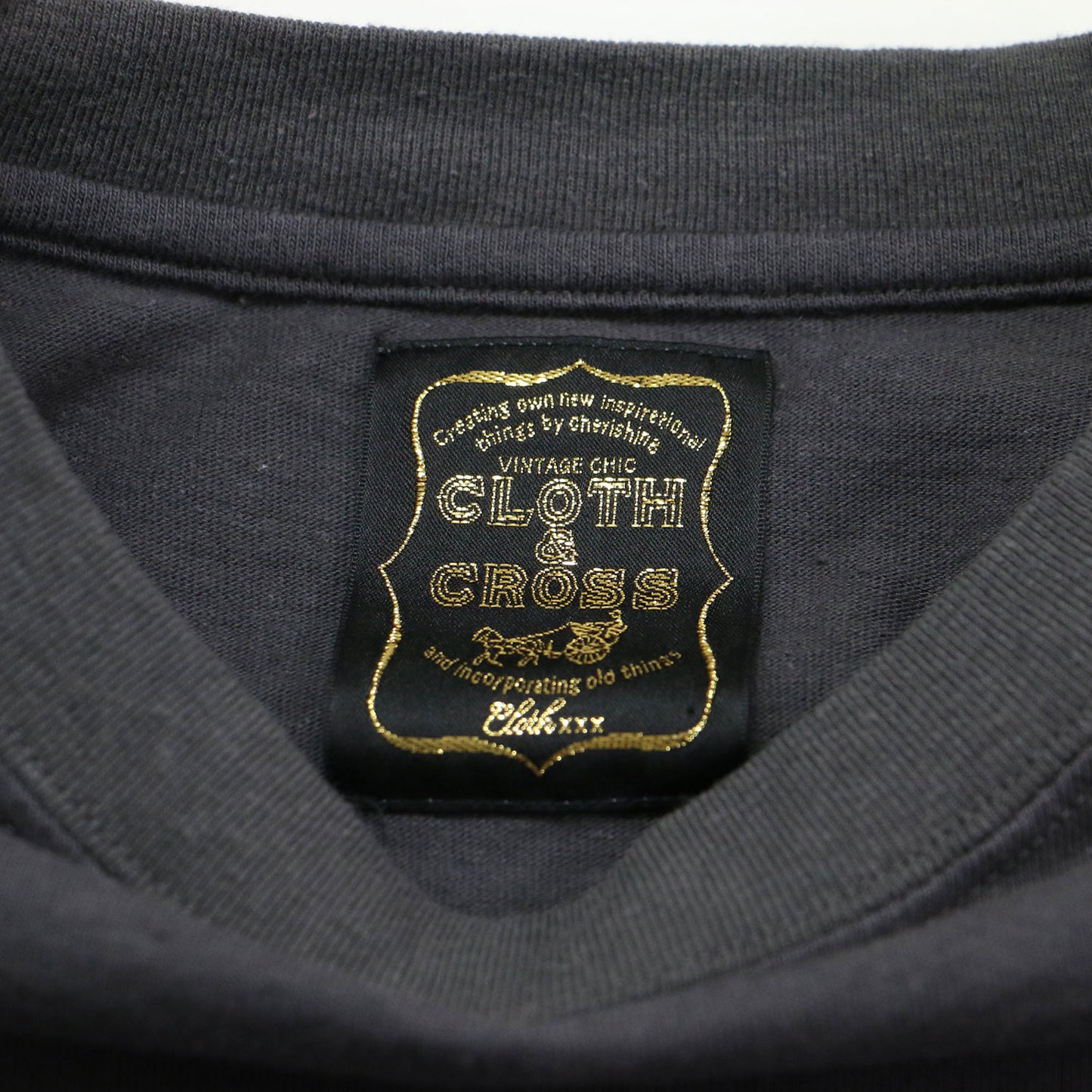 25秋冬 妄想カフェ 長袖Tシャツ / プルオーバー クルーネック ドロップショルダー コットン プリント ロゴ ネップ加工