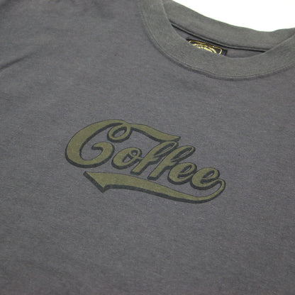 25秋冬 妄想カフェ 長袖Tシャツ / プルオーバー クルーネック ドロップショルダー コットン プリント ロゴ ネップ加工