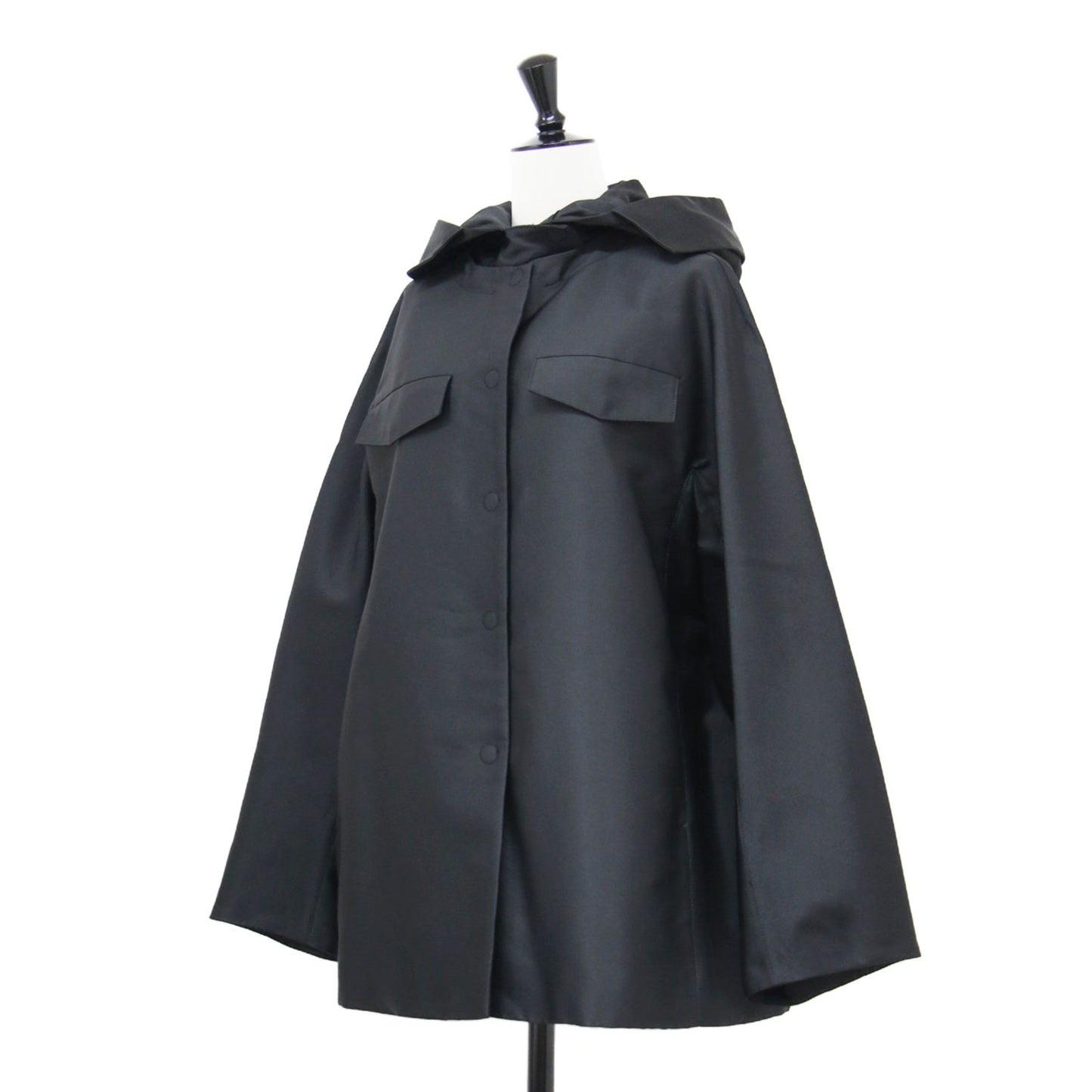 25春夏 シルク ポリエステル ツイル フーデッド ブルゾン / ジャケット 長袖 Aライン ワイドシルエット