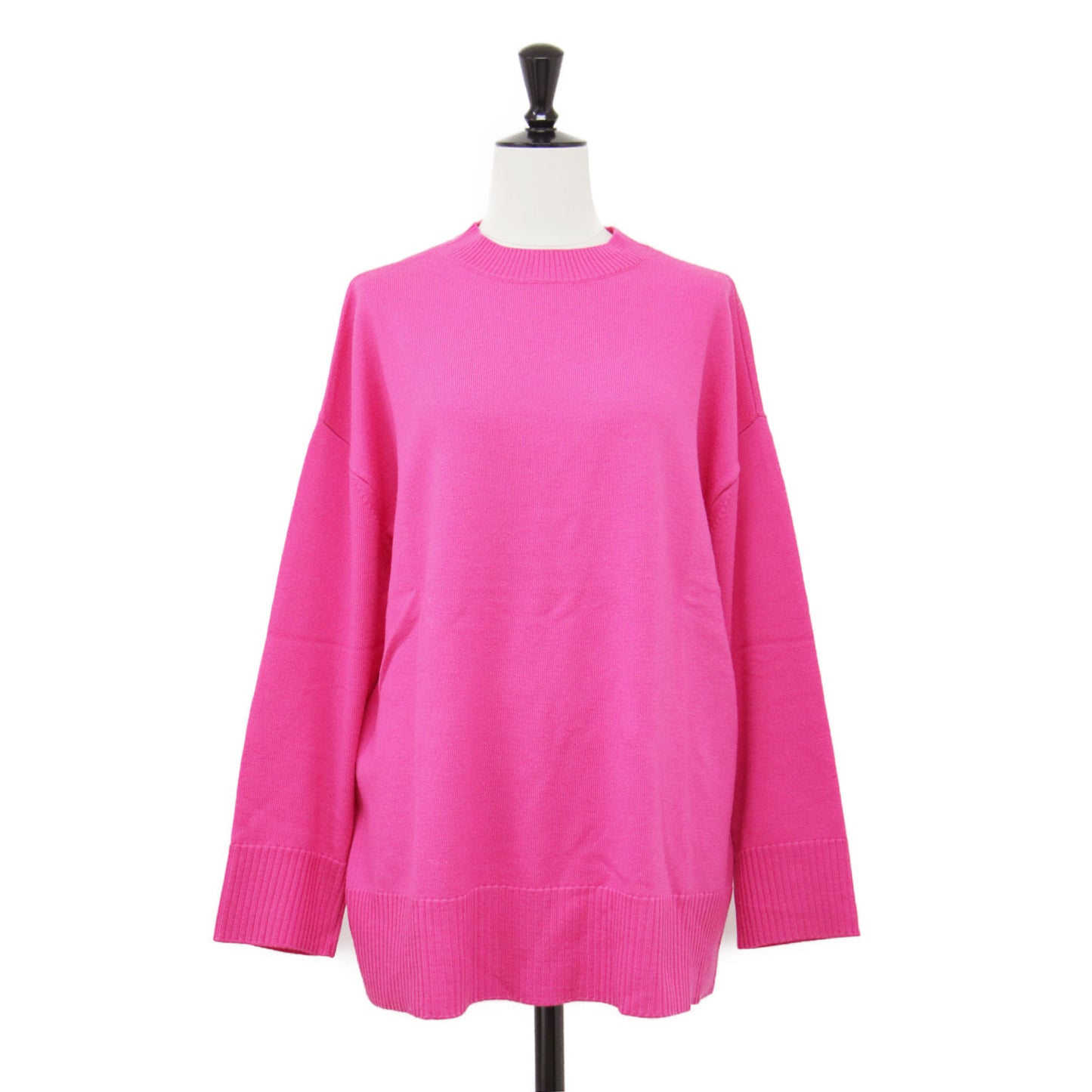 22秋冬 ウーステッドウール クルーネック プルオーバー / ニット 長袖 ミドル丈 ワイド ストレート ドロップショルダー