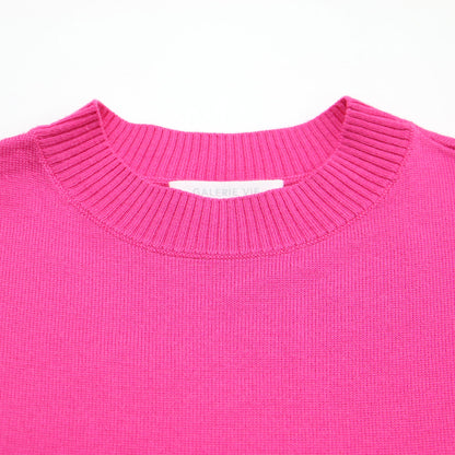 22秋冬 ウーステッドウール クルーネック プルオーバー / ニット 長袖 ミドル丈 ワイド ストレート ドロップショルダー