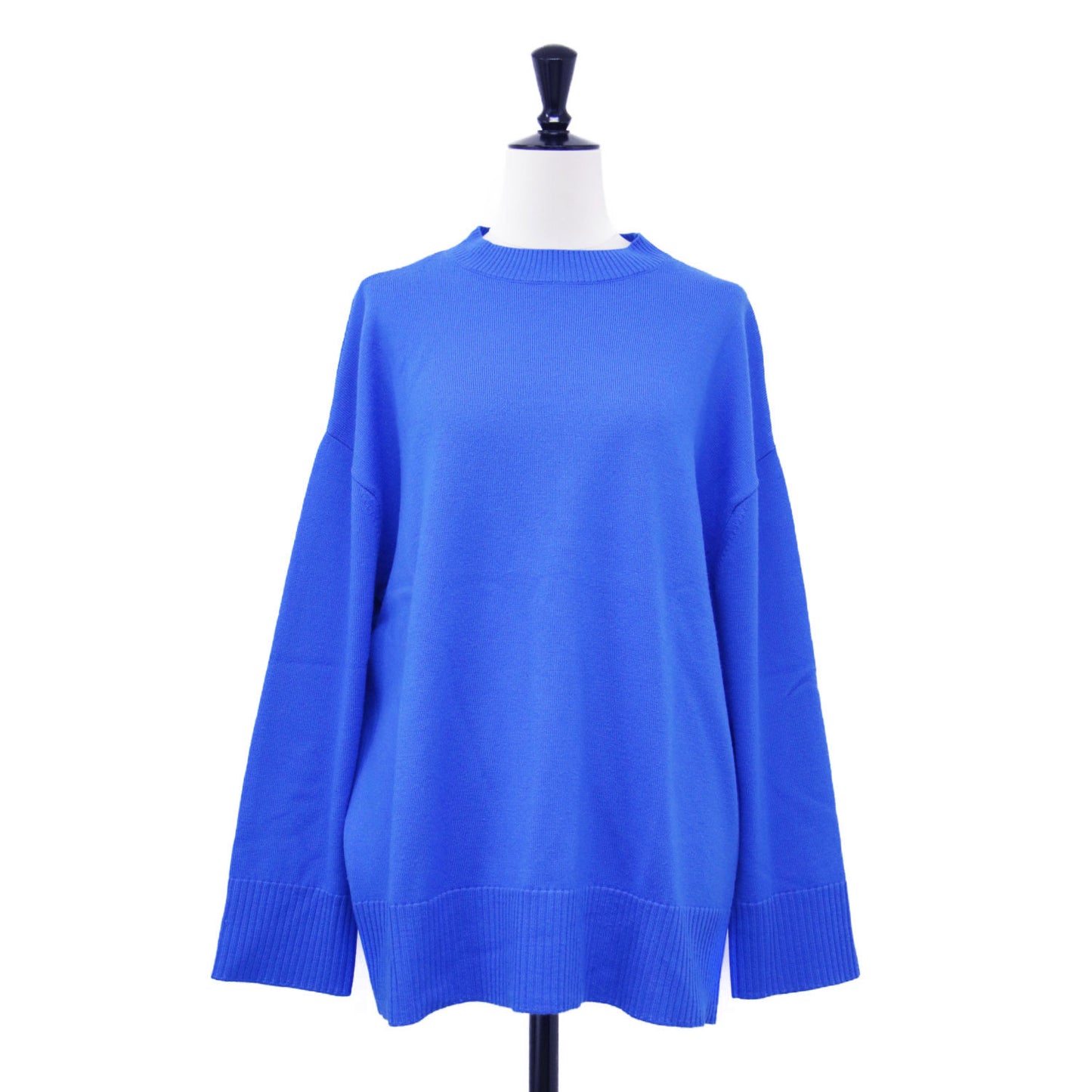 22秋冬 ウーステッドウール クルーネック プルオーバー / ニット 長袖 ミドル丈 ワイド ストレート ドロップショルダー