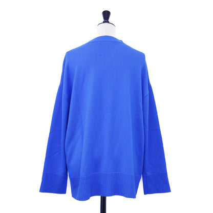 22秋冬 ウーステッドウール クルーネック プルオーバー / ニット 長袖 ミドル丈 ワイド ストレート ドロップショルダー