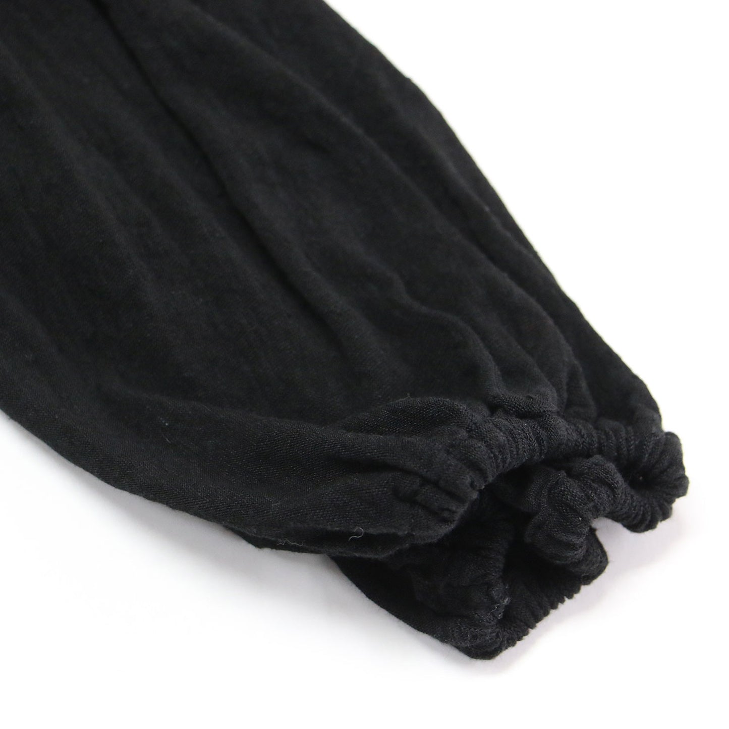 リネン 1B フレア ワイドスリーブ ボレロ / カーディガン 長袖 クルーネック リブ ギャザー