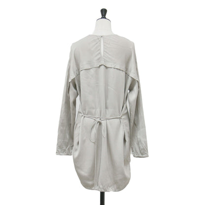 24秋冬 シルク ラウンドヘム Tブラウス / GENTLE SILK 長袖 クルーネック チュニック丈 サテン リボン ウォッシャブル