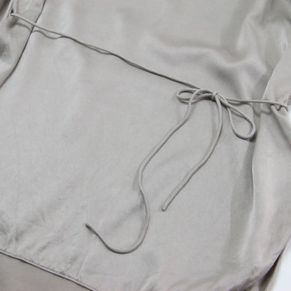 24秋冬 シルク ラウンドヘム Tブラウス / GENTLE SILK 長袖 クルーネック チュニック丈 サテン リボン ウォッシャブル
