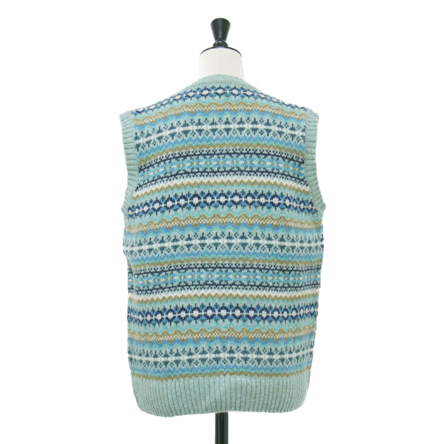 総柄 クルーネック ベスト / CREW NECK Vest プルオーバー ノースリーブ ウール