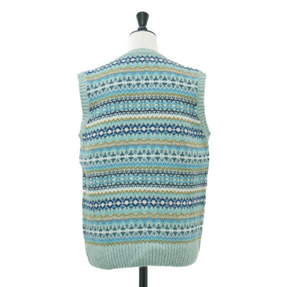 総柄 クルーネック ベスト / CREW NECK Vest プルオーバー ノースリーブ ウール
