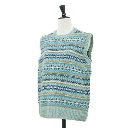 総柄 クルーネック ベスト / CREW NECK Vest プルオーバー ノースリーブ ウール