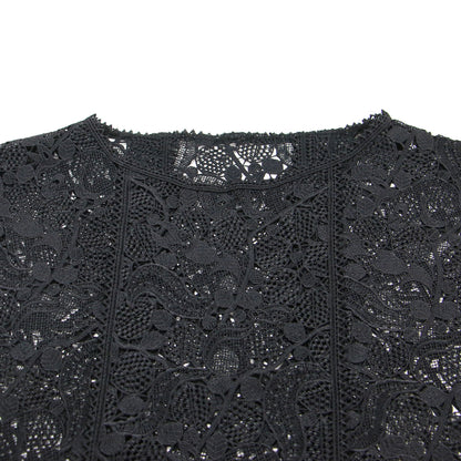 サイドリボン 総レース ベスト / プルオーバー クルーネック 刺繍 ボックスシルエット