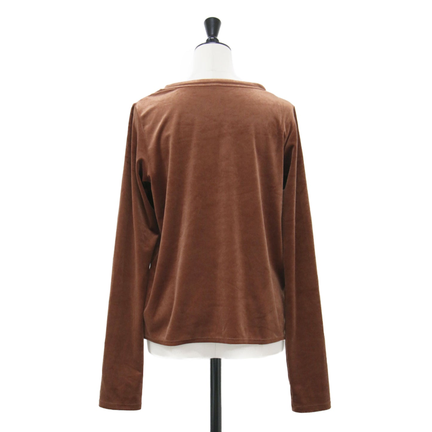24秋冬 ベロア ロングスリーブ プルオーバー / カットソー クルーネック コンパクト ストレッチ