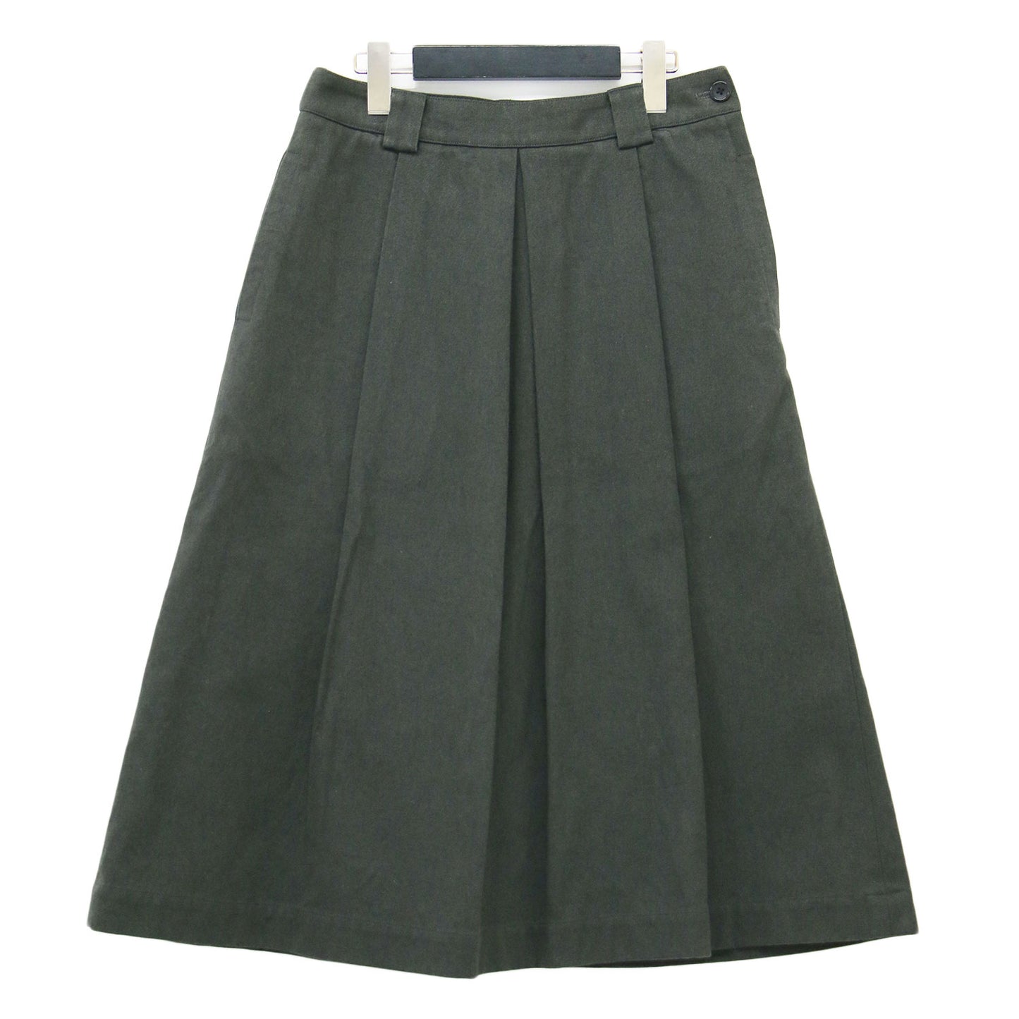 コットン タック フレアスカート / WORN COTTON TWILL SKIRT ミディ丈 プリーツ Aライン